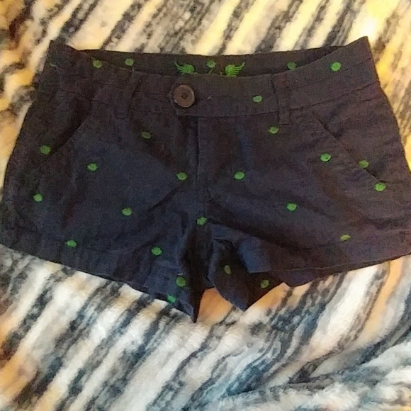 Blue and green poka dot short shorts - Picture 2 of 3